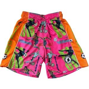 Flow Society Boys Footie Flow Athletic Shorts Pink Orange Youth Small (8-10)